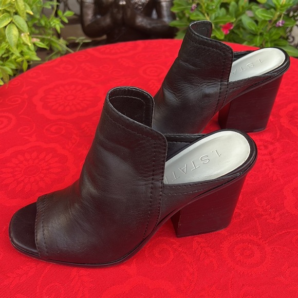1. STATE Buttery Soft Black Leather Open Toe Chunky Block Heeled Mules - Picture 8 of 17